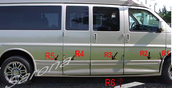 Custom Chevy Express Van  Long Wheel Base Side Skirts (2003 - 2024) - $1690.00 (Part #CH-030-SS)